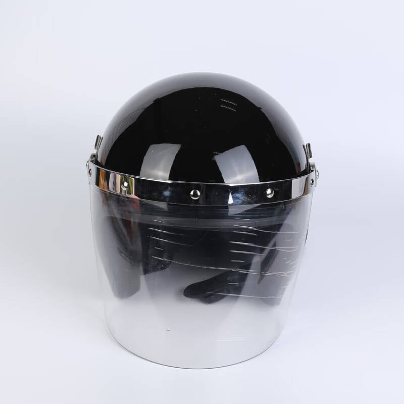 French-style (Flat/Curved) riot control helmet with transparent face shield – full-coverage protective security helmet.