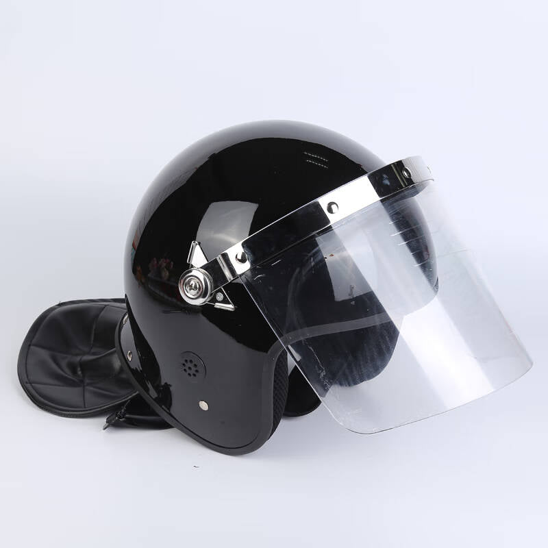 French-style (Flat/Curved) riot control helmet with transparent face shield – full-coverage protective security helmet.