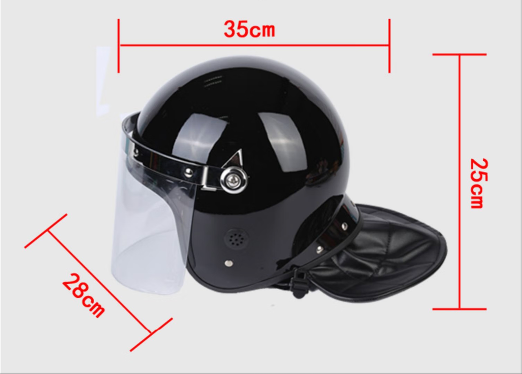 French-style (Flat/Curved) riot control helmet with transparent face shield – full-coverage protective security helmet.